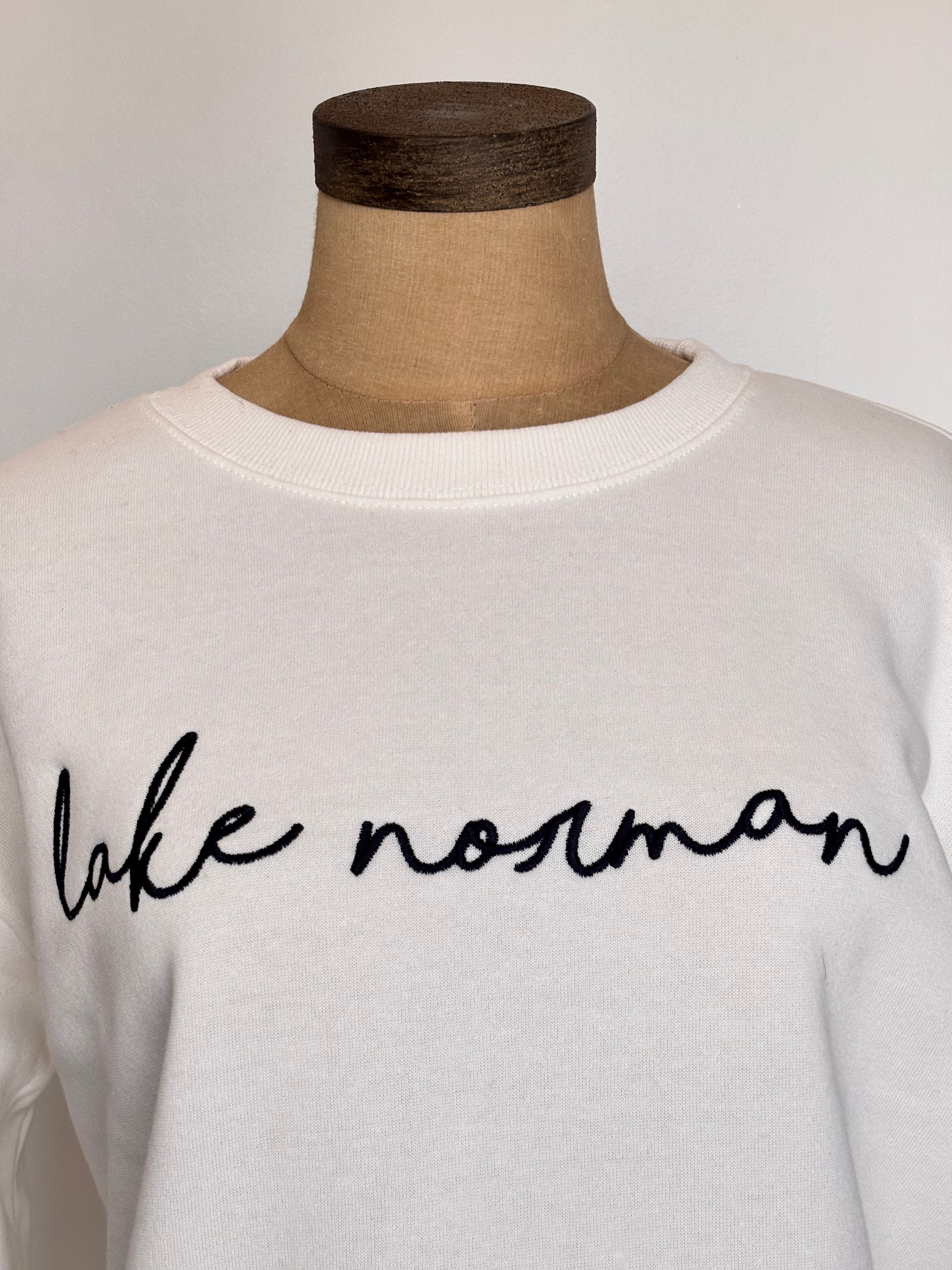 WOMENS LKN IVORY FLEECE MIDI CREW-S