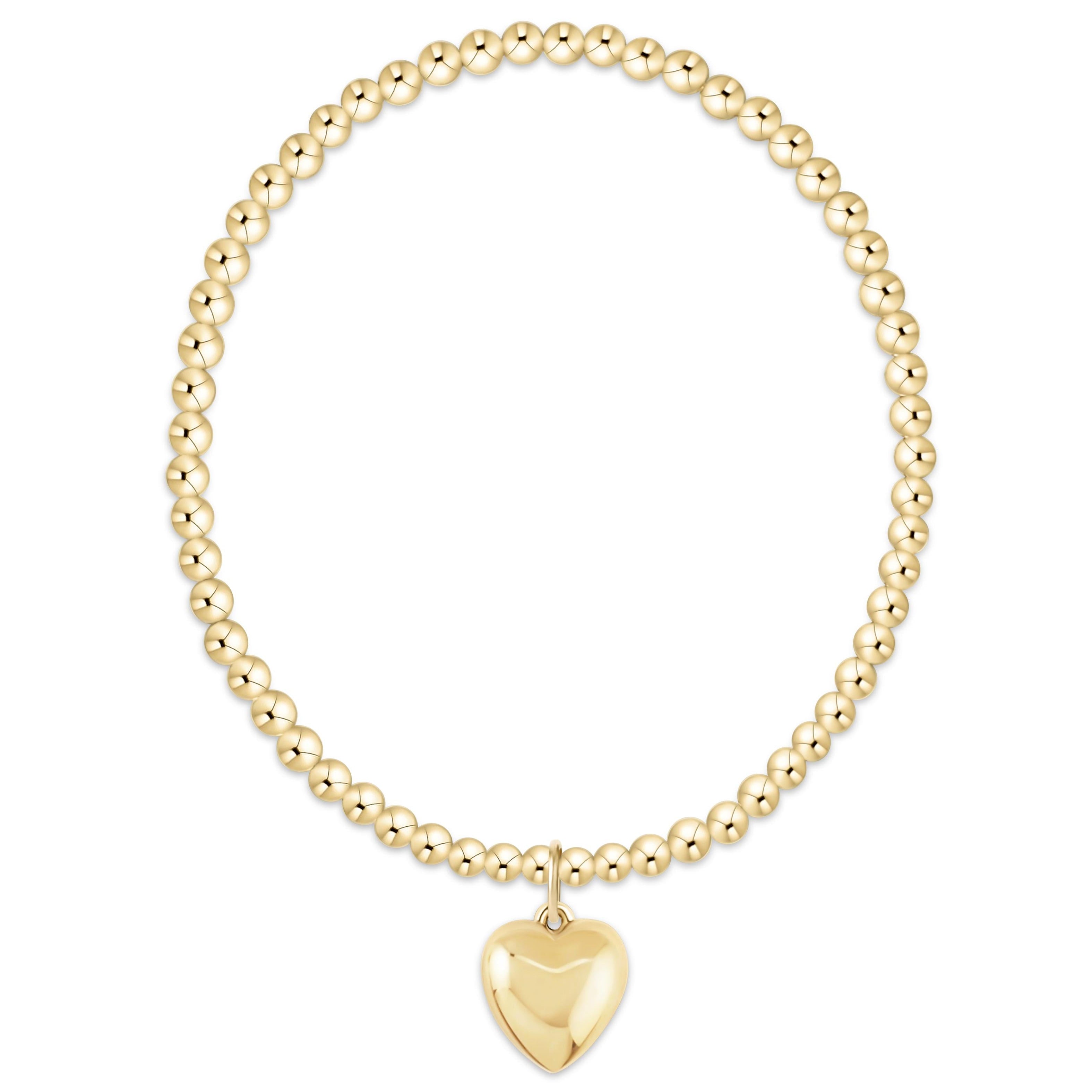 Extends Classic Gold 3mm Bracelet - Love Plush Small Gold Charm