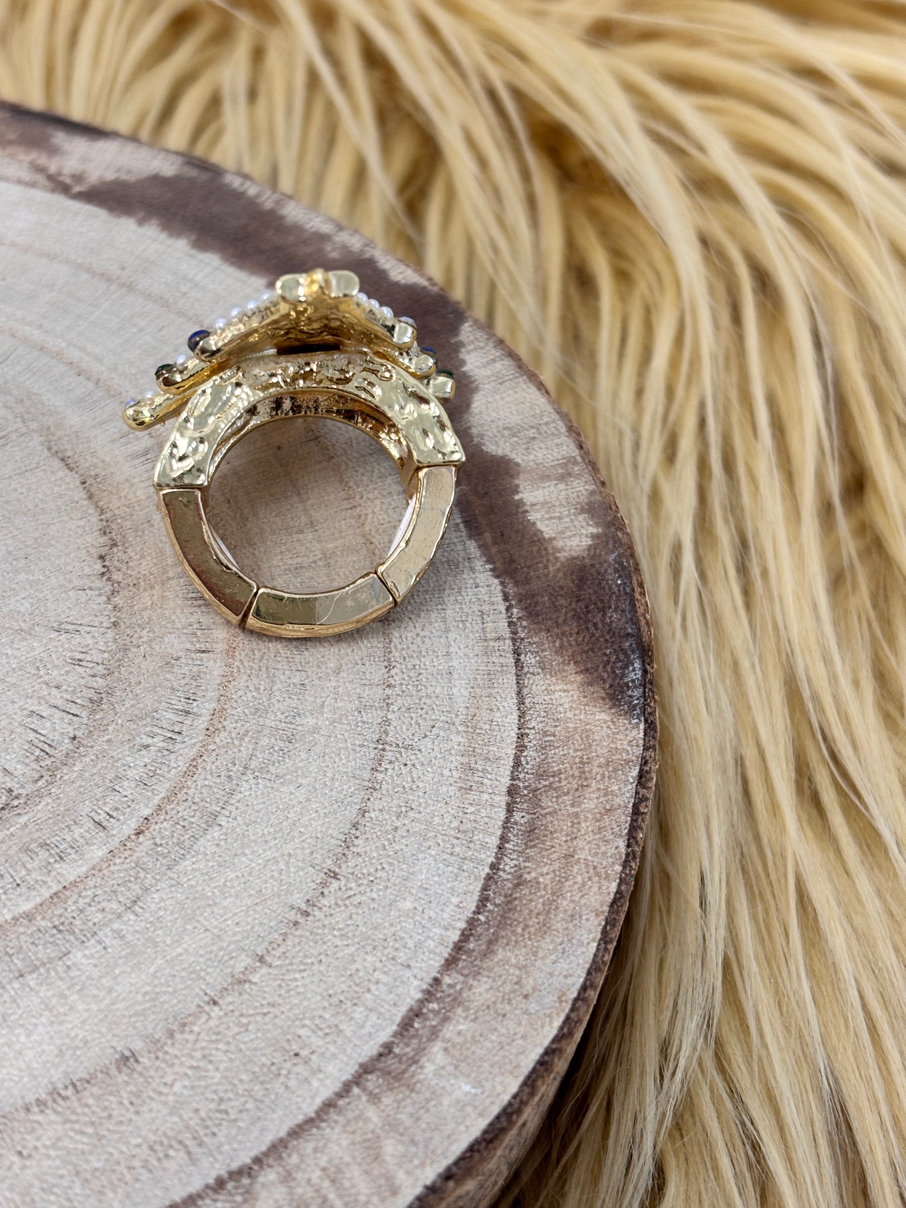 Christmas Tree - White w/Ornaments Ring