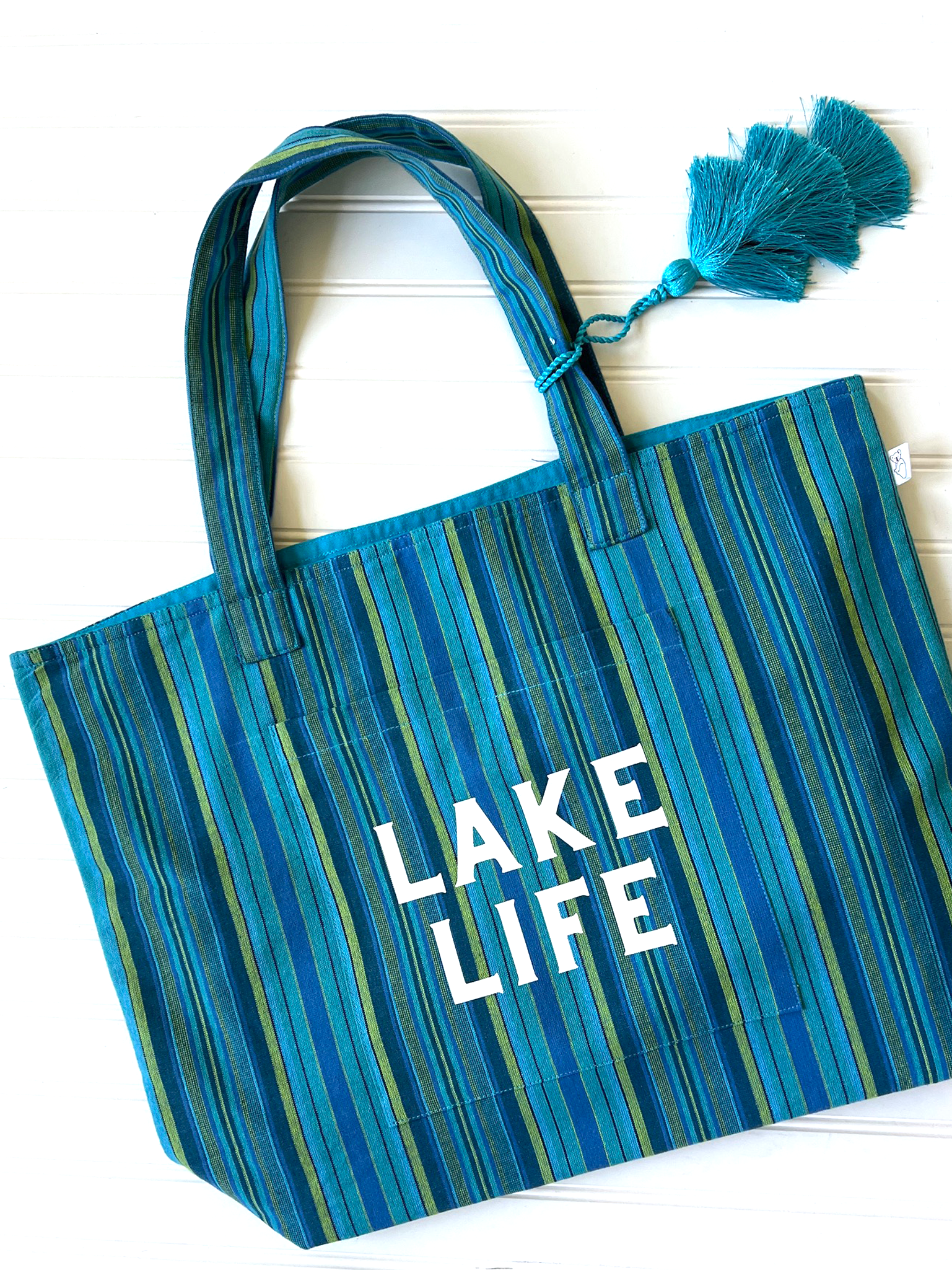 White Matte LKN Everything Blue Stripe Bag