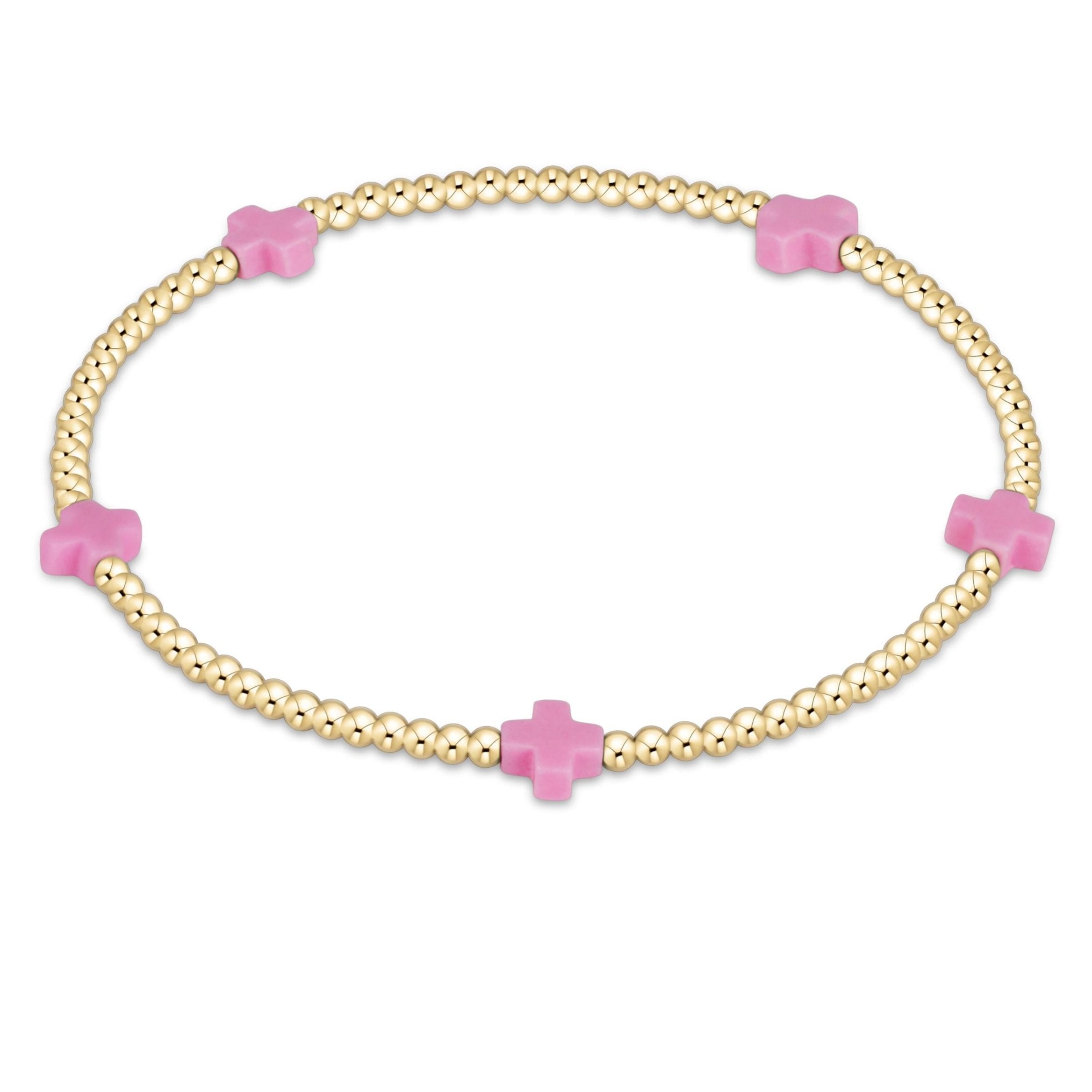 egirl Signature Cross Small Gold pattern 2mm Bead Bracelet - Purple