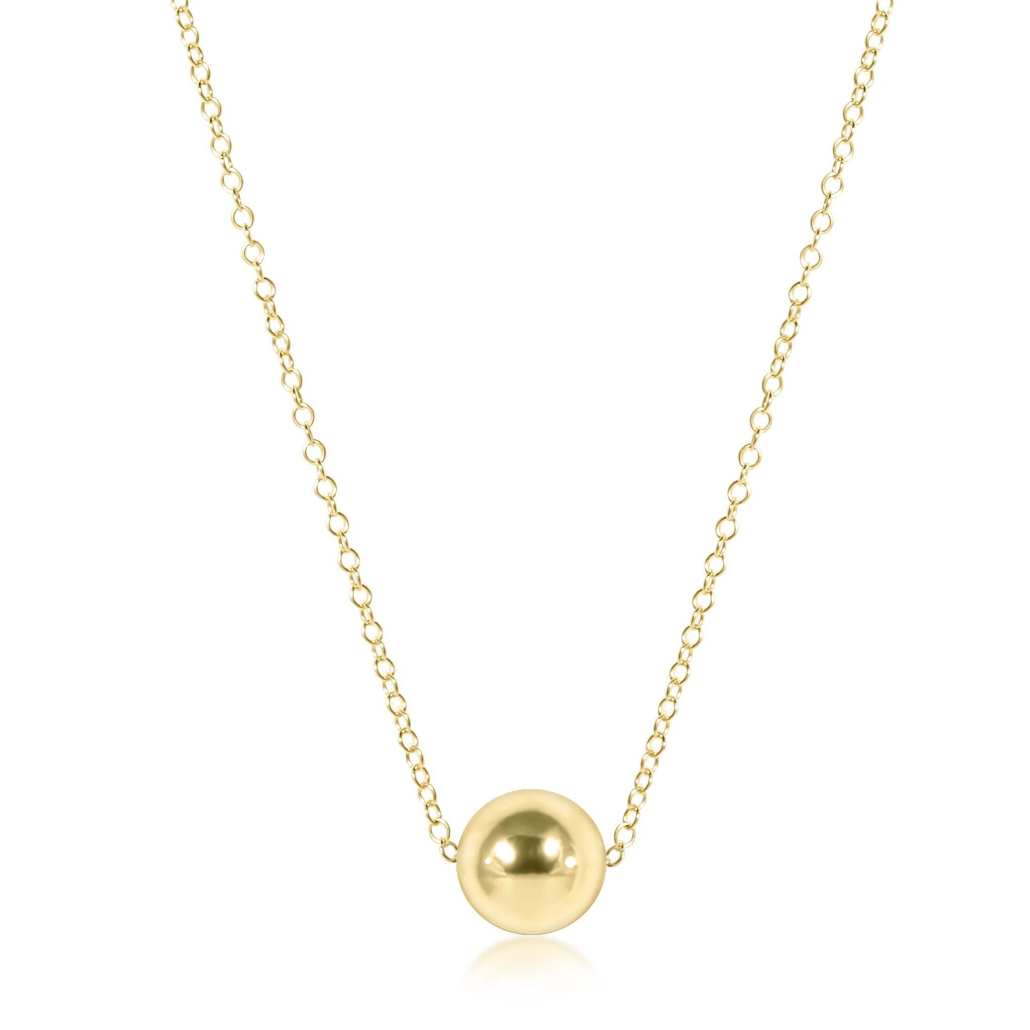 16" Necklace Gold - Classic Gold 8mm Charm