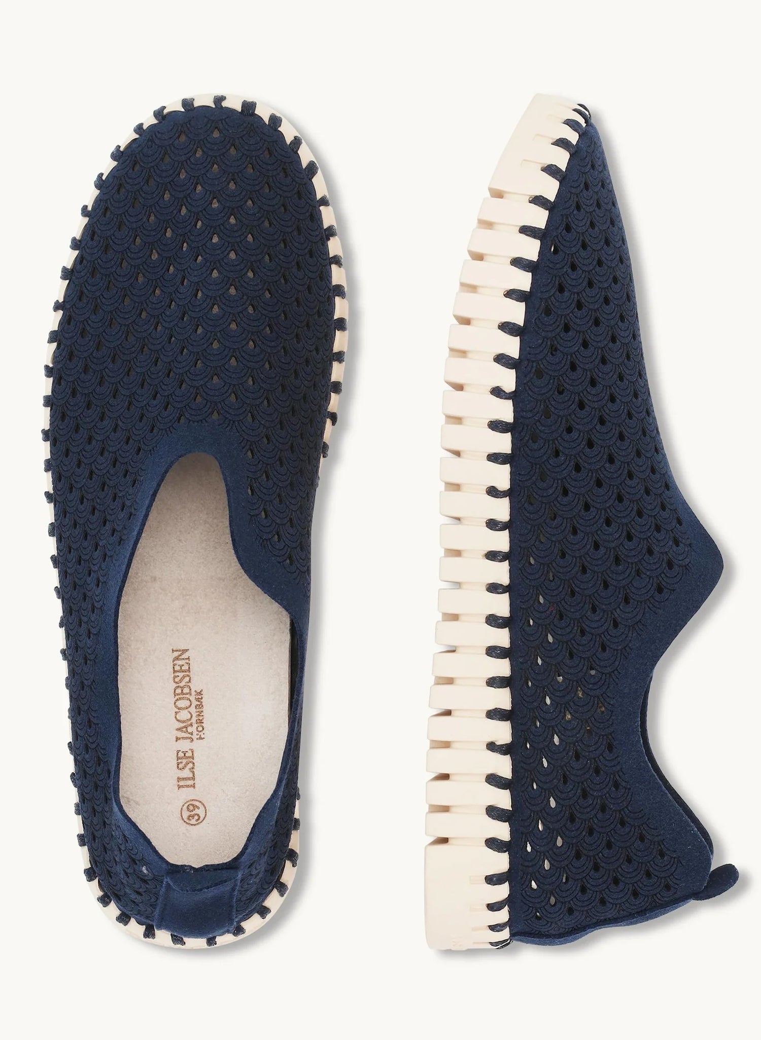 Tulip - Embroidery w/White Sole - Dark Indigo - Size 36