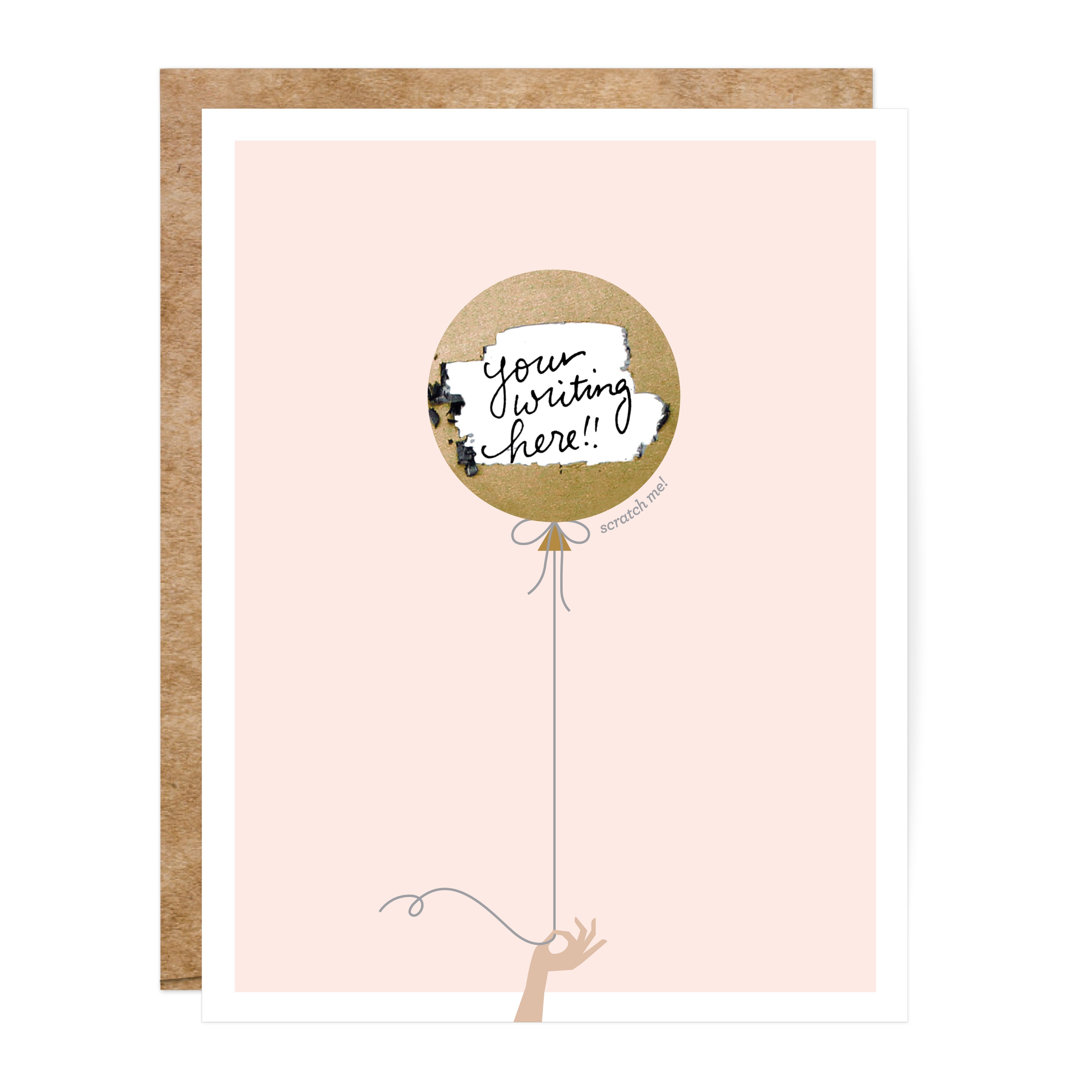 PINK & GOLD BALLOON SCRATCH OFF CARD