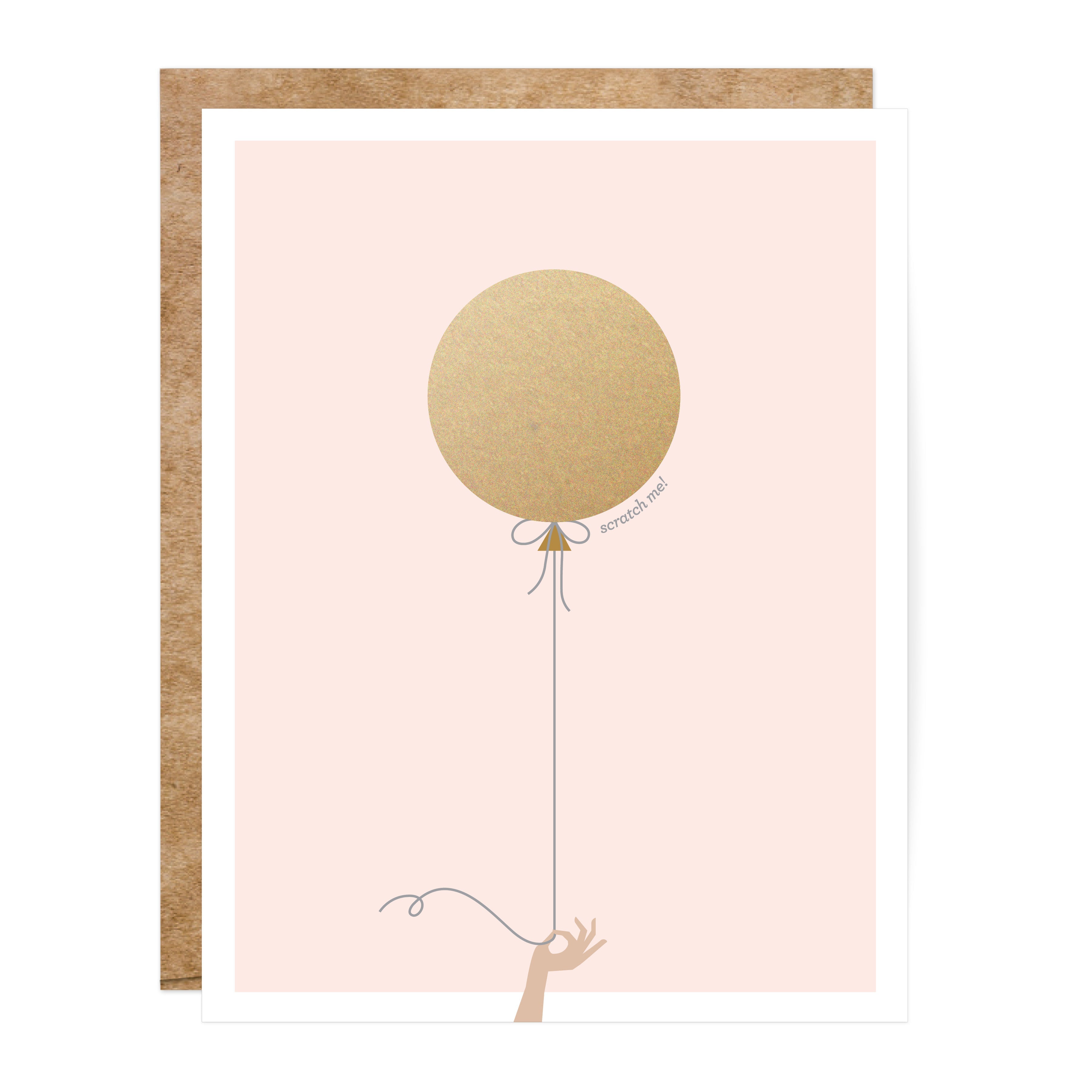 PINK & GOLD BALLOON SCRATCH OFF CARD