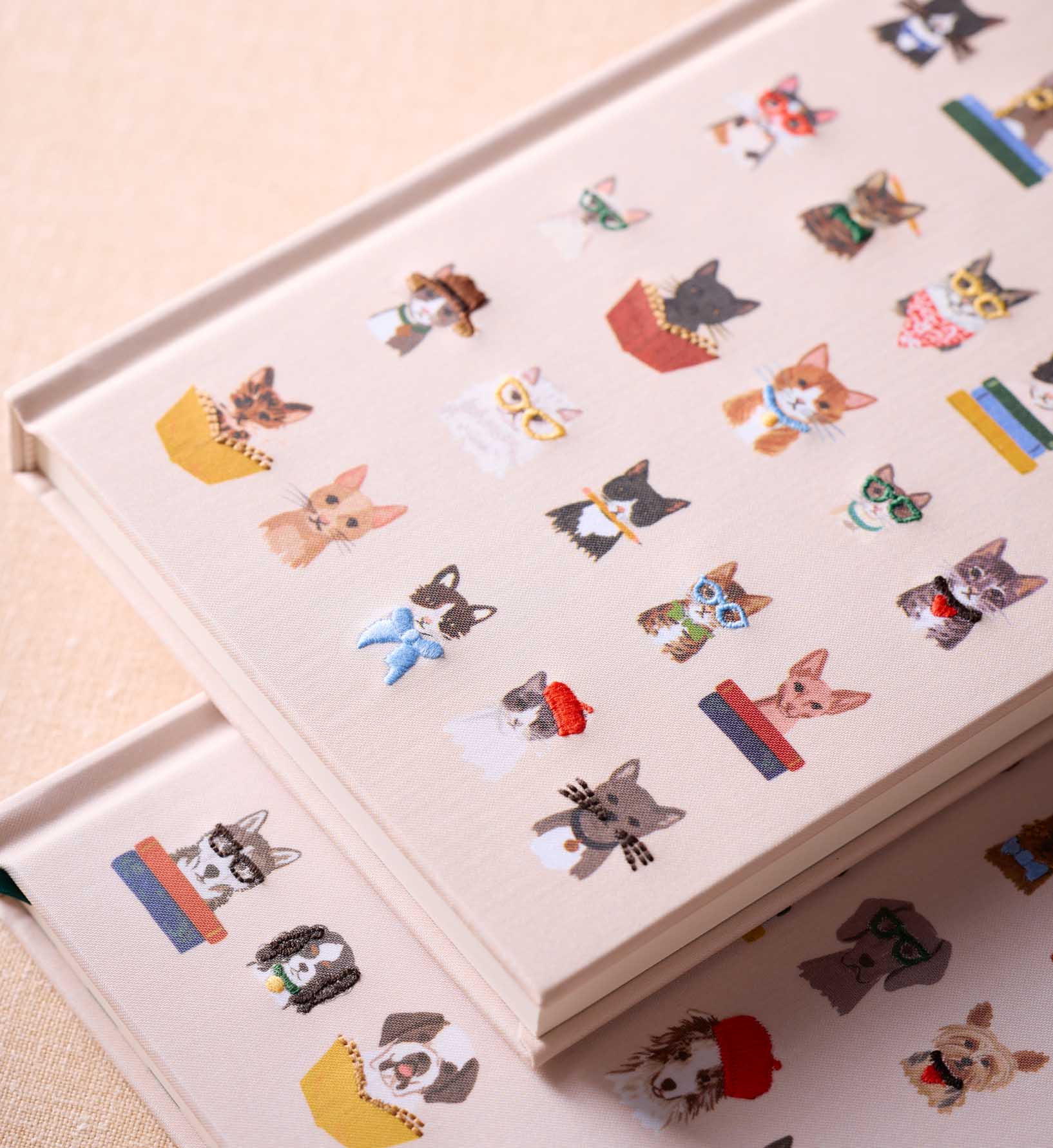 EMBROIDERED JOURNAL-STUDIOUS CATS