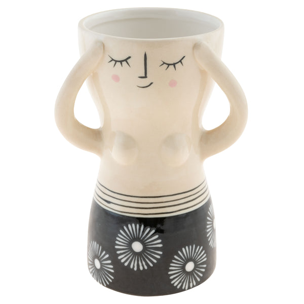Reyna Busty Lady Vase Ink Floral