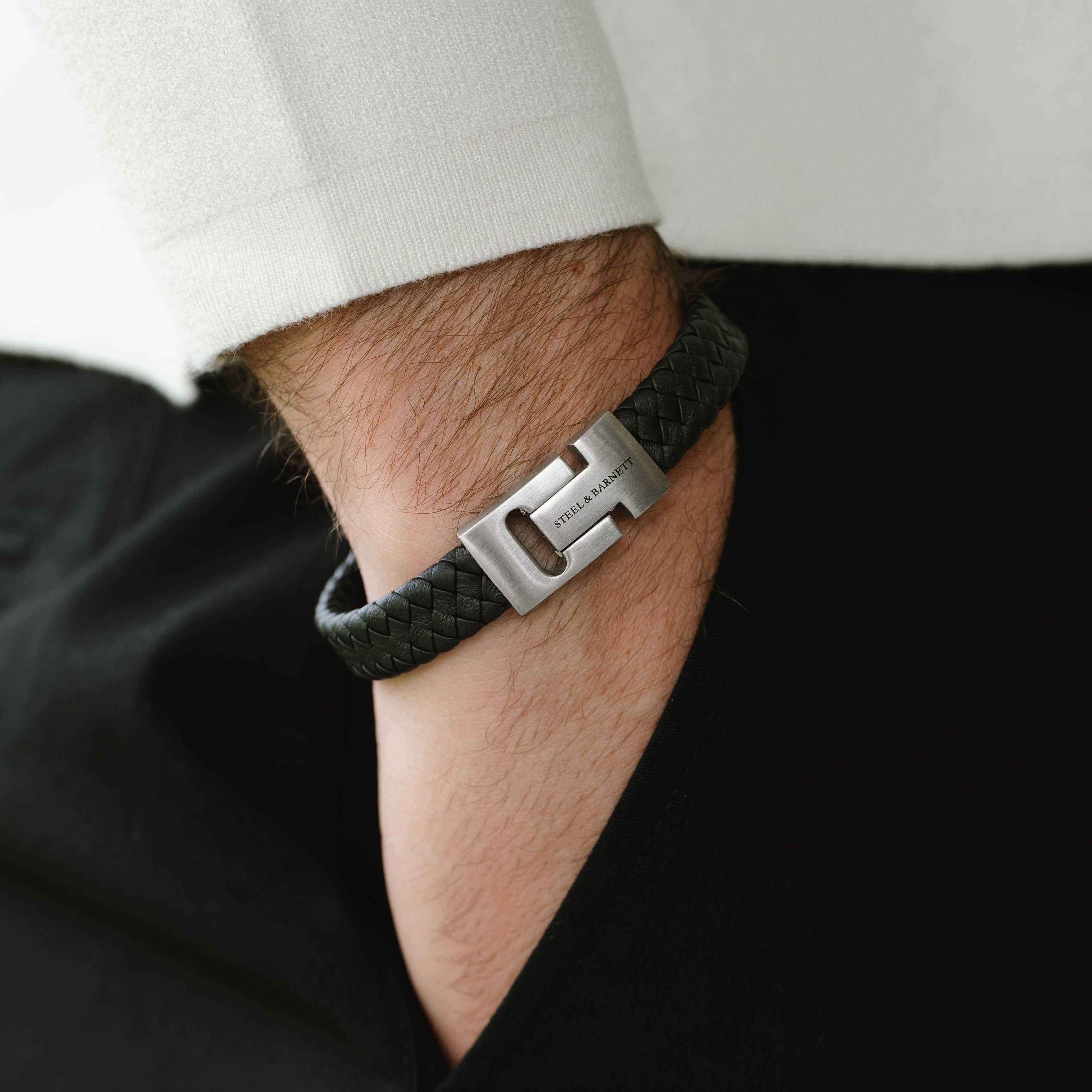 LEATHER BRACELET-HARRISON-BLACK-SMALL