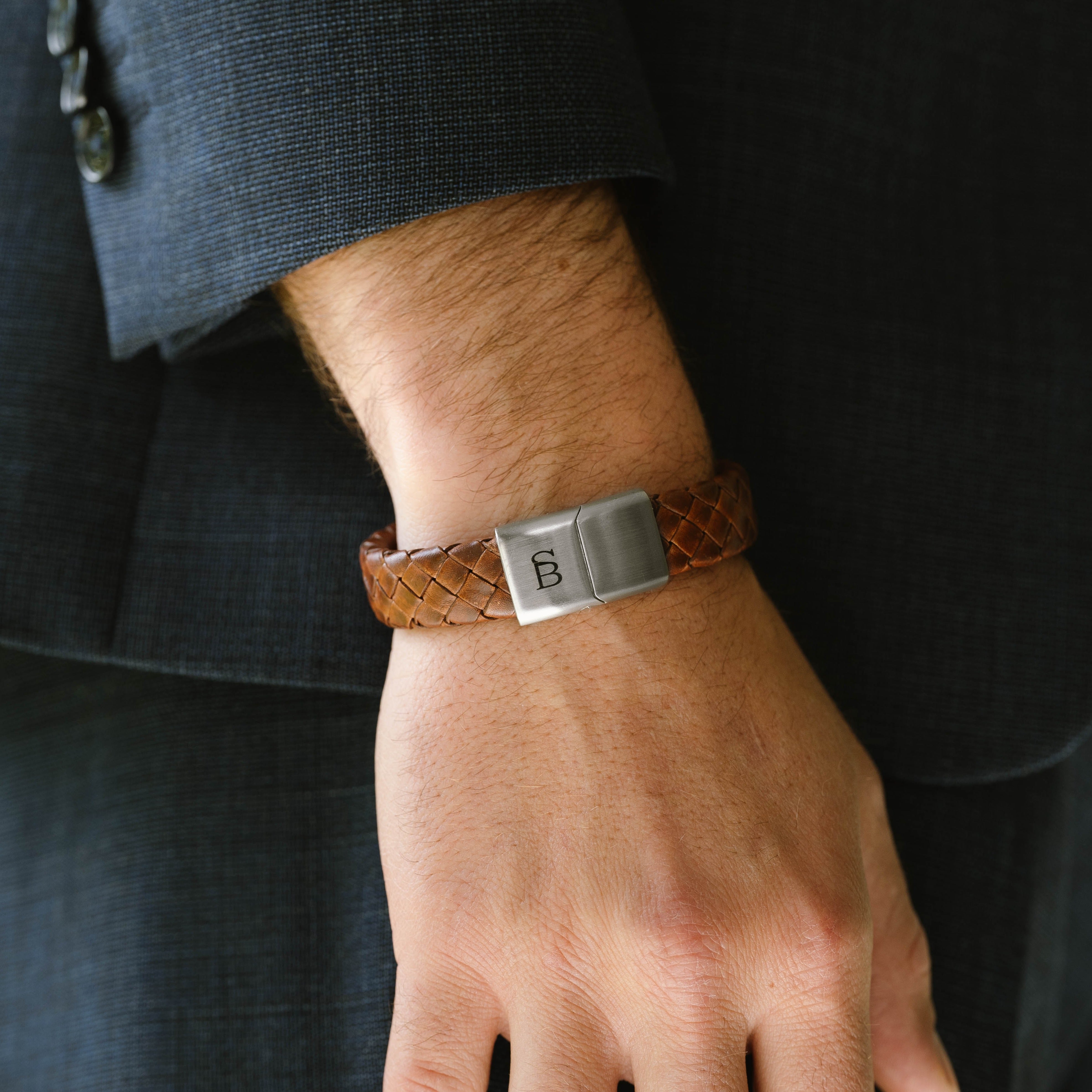 LEATHER BRACELET-PRESTON-CARAMEL-SMALL