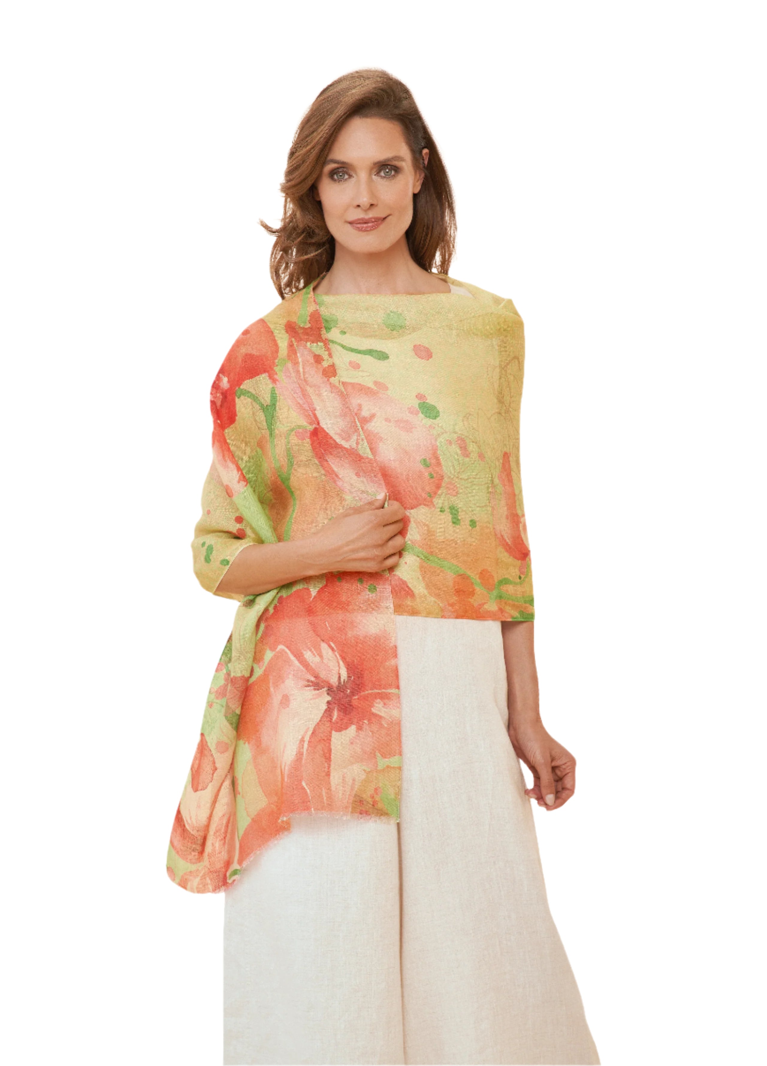 Linen Watercolor Orchid Scarf