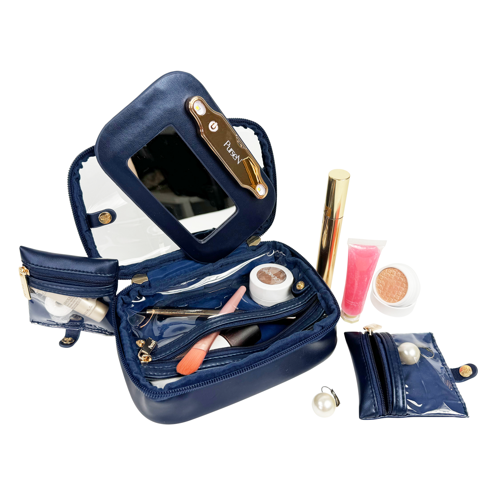 LIGHTED MIRROR CASE-NAVY PEARL