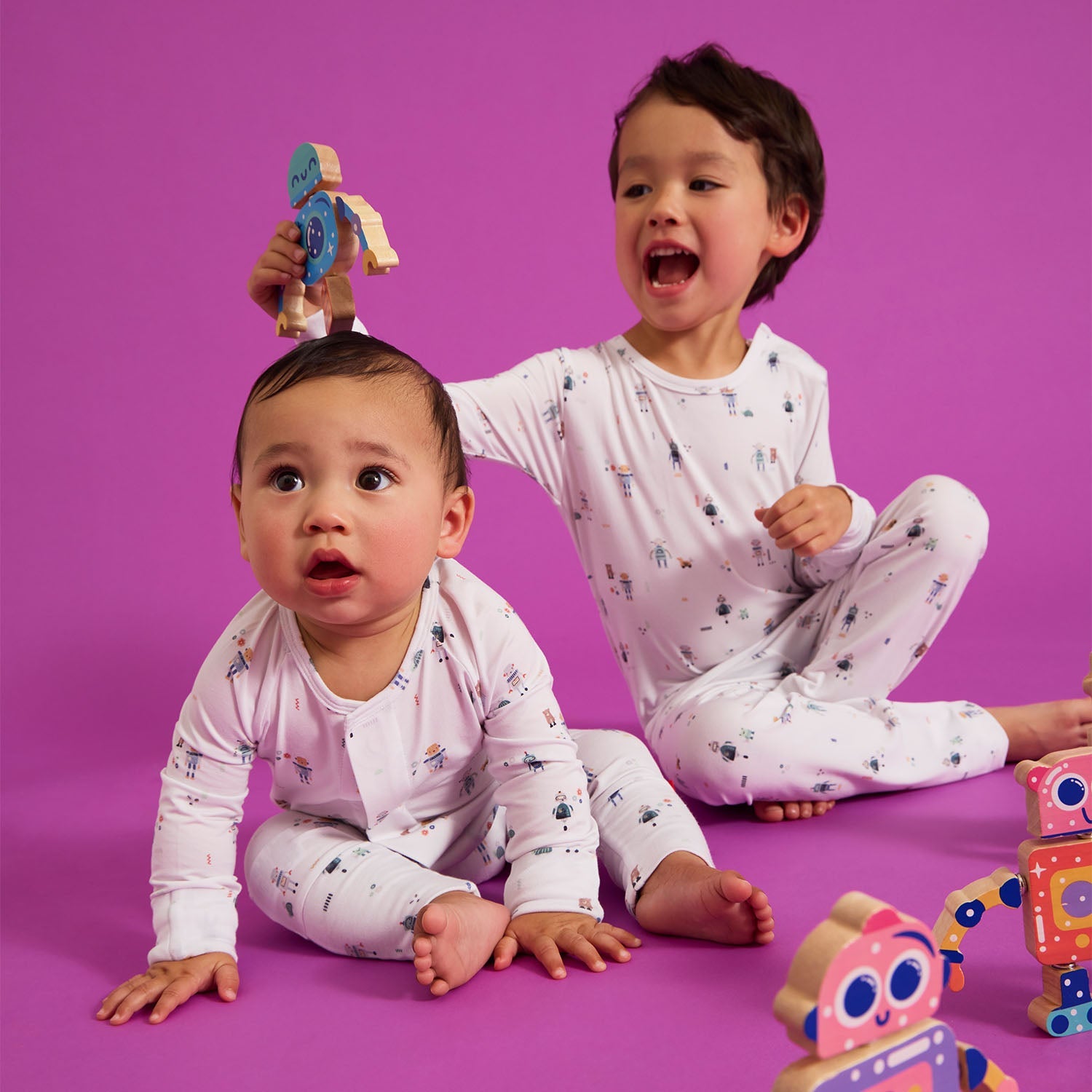 Love You a Bot Magnetic Convertible Coverall 6-9 Months
