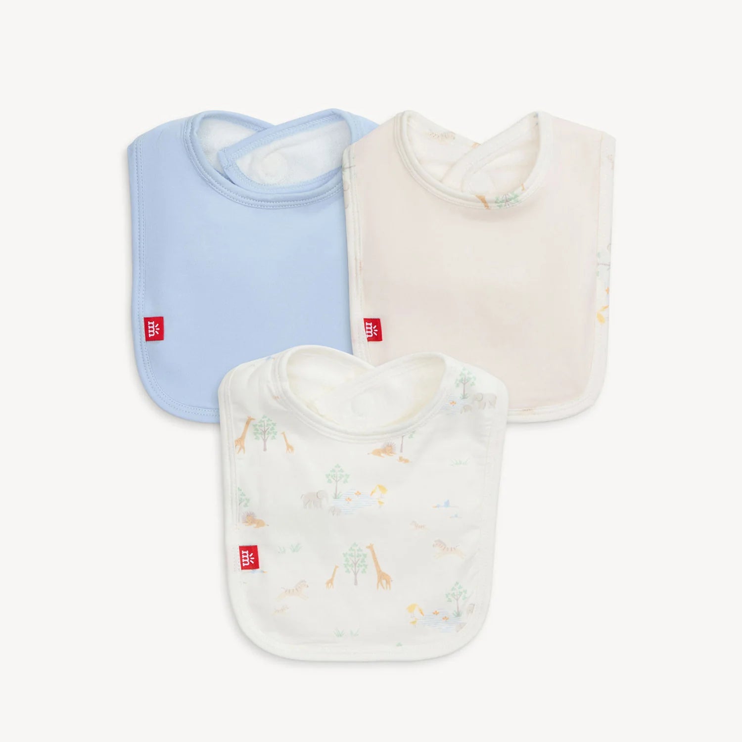 White Serene Safari Magnetic Bibs (3-pack)