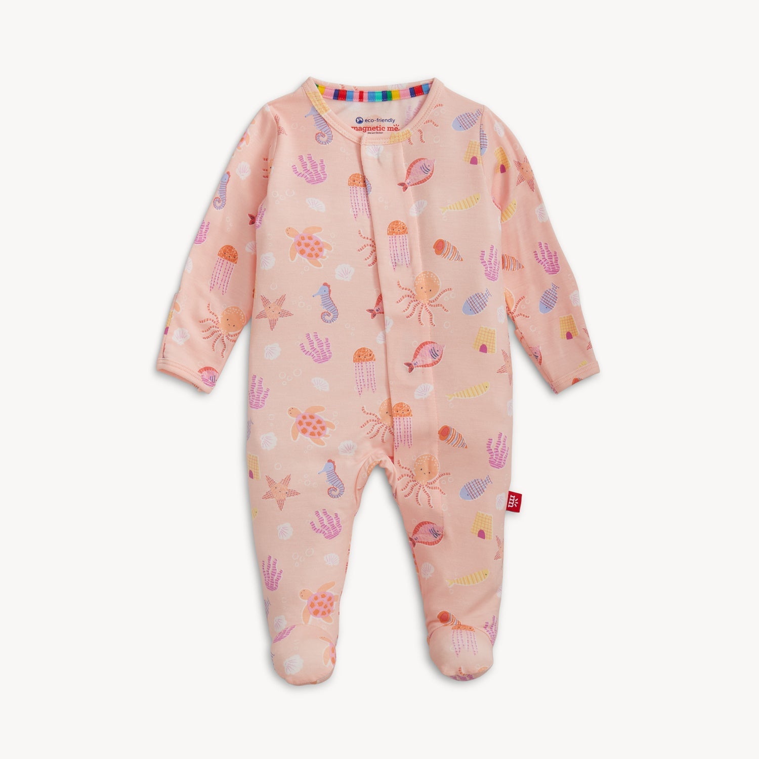 Deep Chic Modal Magnetic Footie- Pink 3-6 Mos.