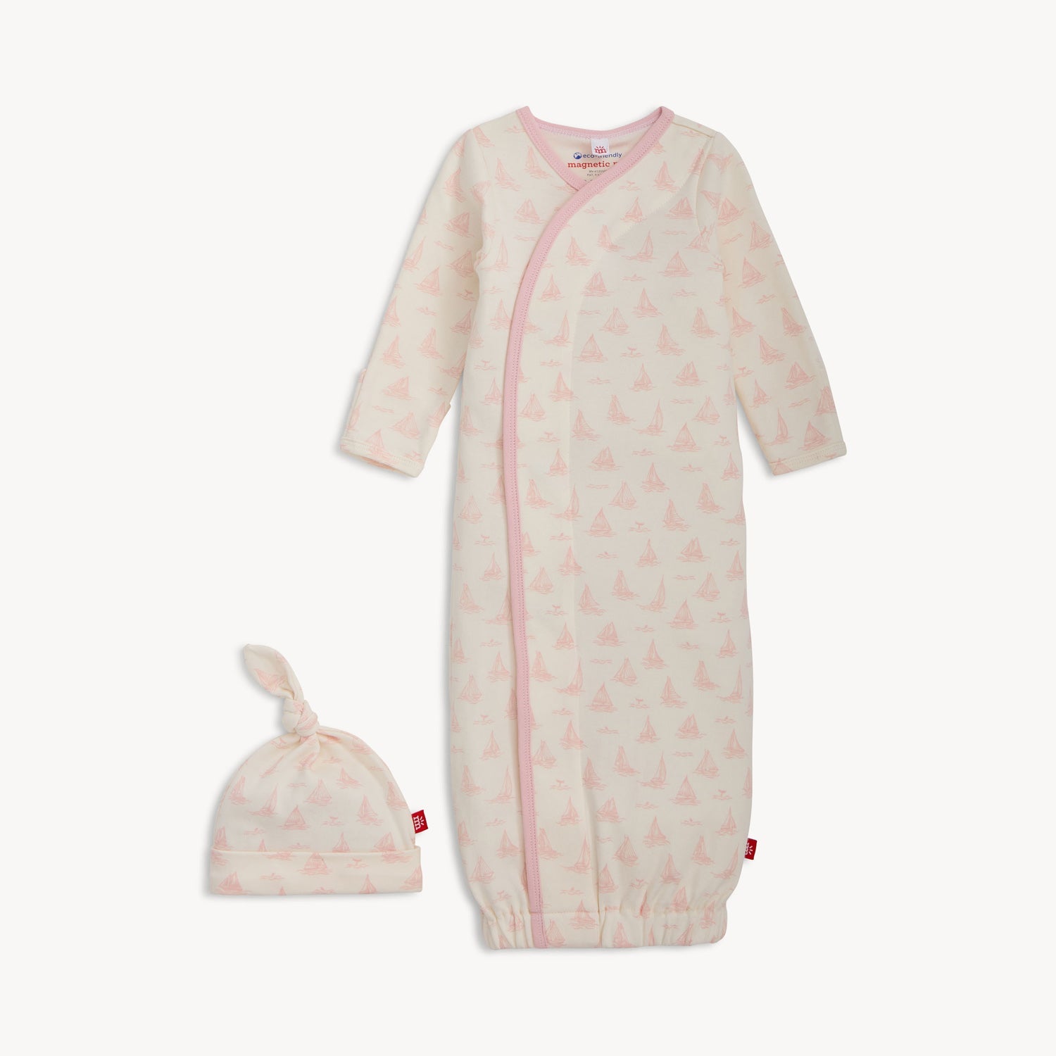Tiny Tides Magnetic Gown + Hat Set - Pink NB-3 Mos.