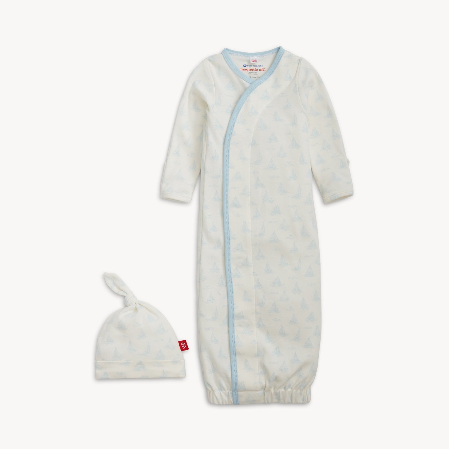 Tiny Tides Magnetic Gown + Hat Set - Blue NB-3 Mos.