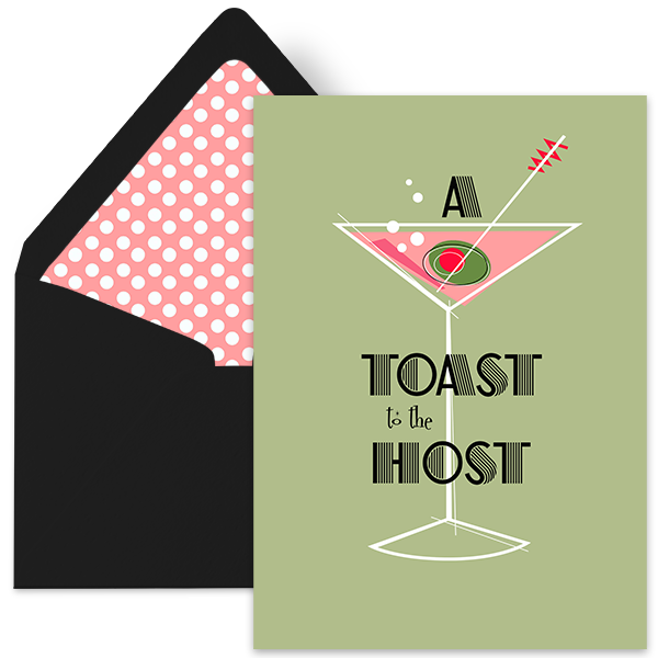 Toast to the Hostess with the Mostess Vintage Martini Card
