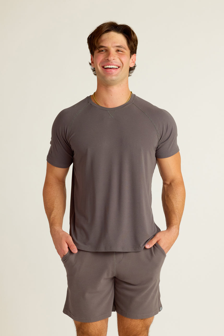 MEN'S SHORT SLEEVE SHIRT-CHARCOAL-LARGE