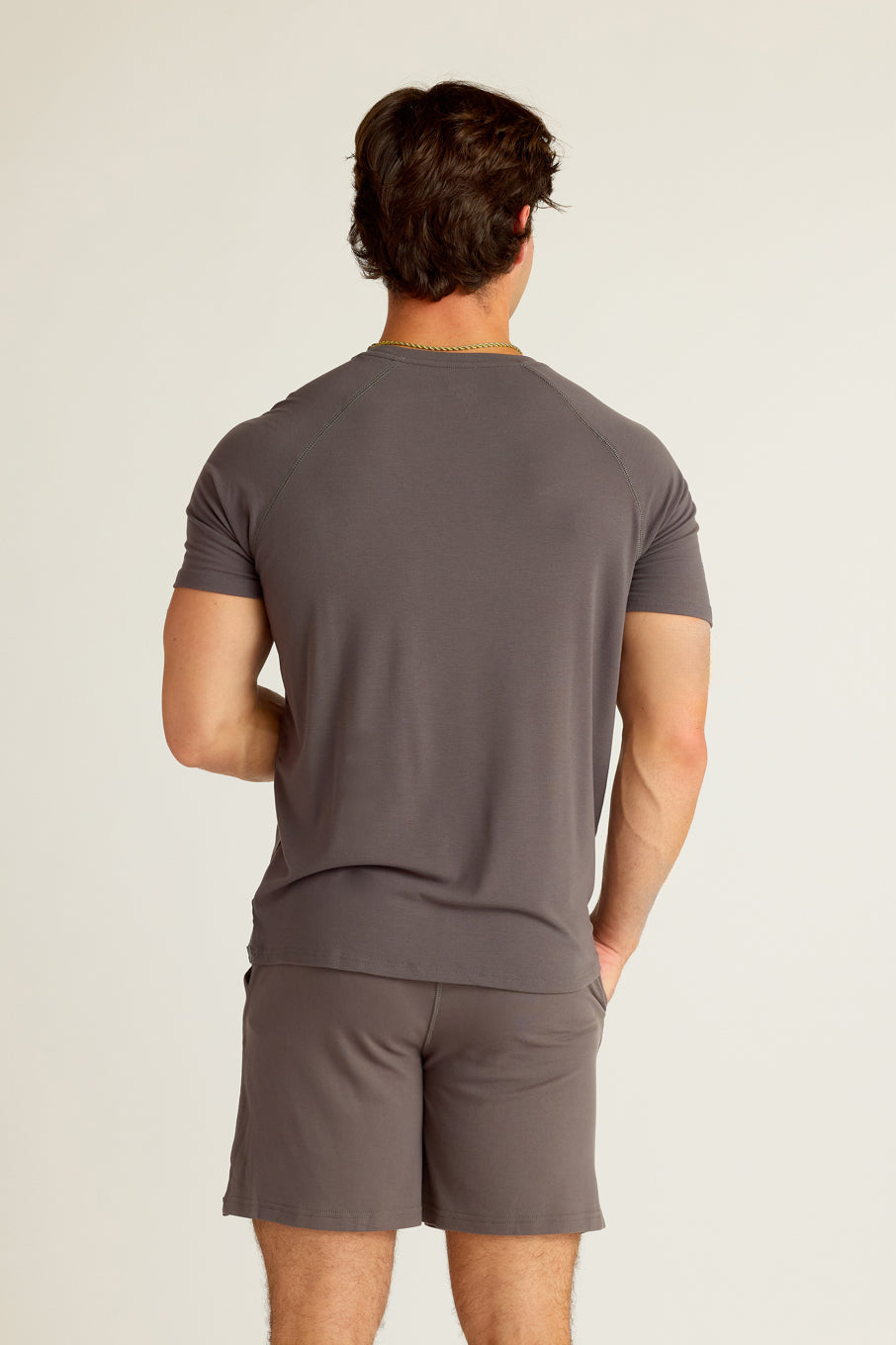 MEN'S SHORT SLEEVE SHIRT-CHARCOAL-LARGE