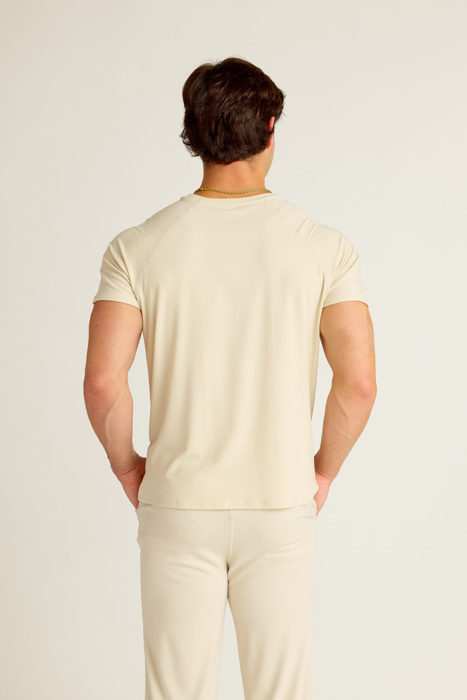 MEN'S SHORT SLEEVE SHIRT-OATMEAL-LARGE