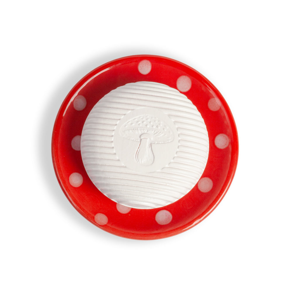 SWEDISH DREAM RED MUSHROOM CERAMIC SOAP DISH