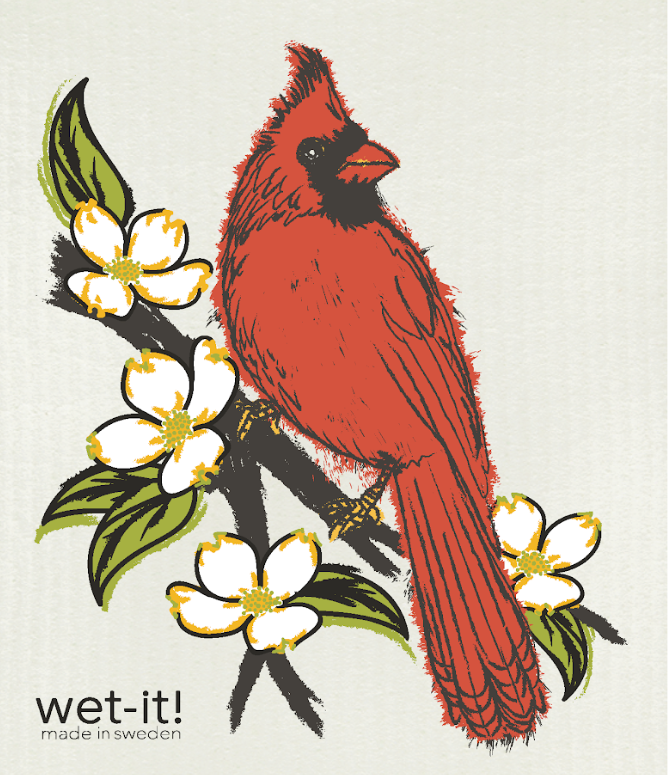 northern red cardinal swedish cloth
