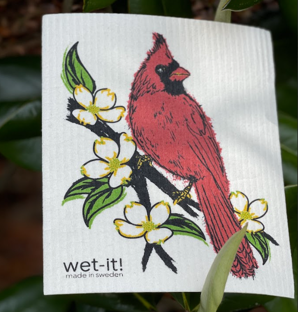 northern red cardinal swedish cloth
