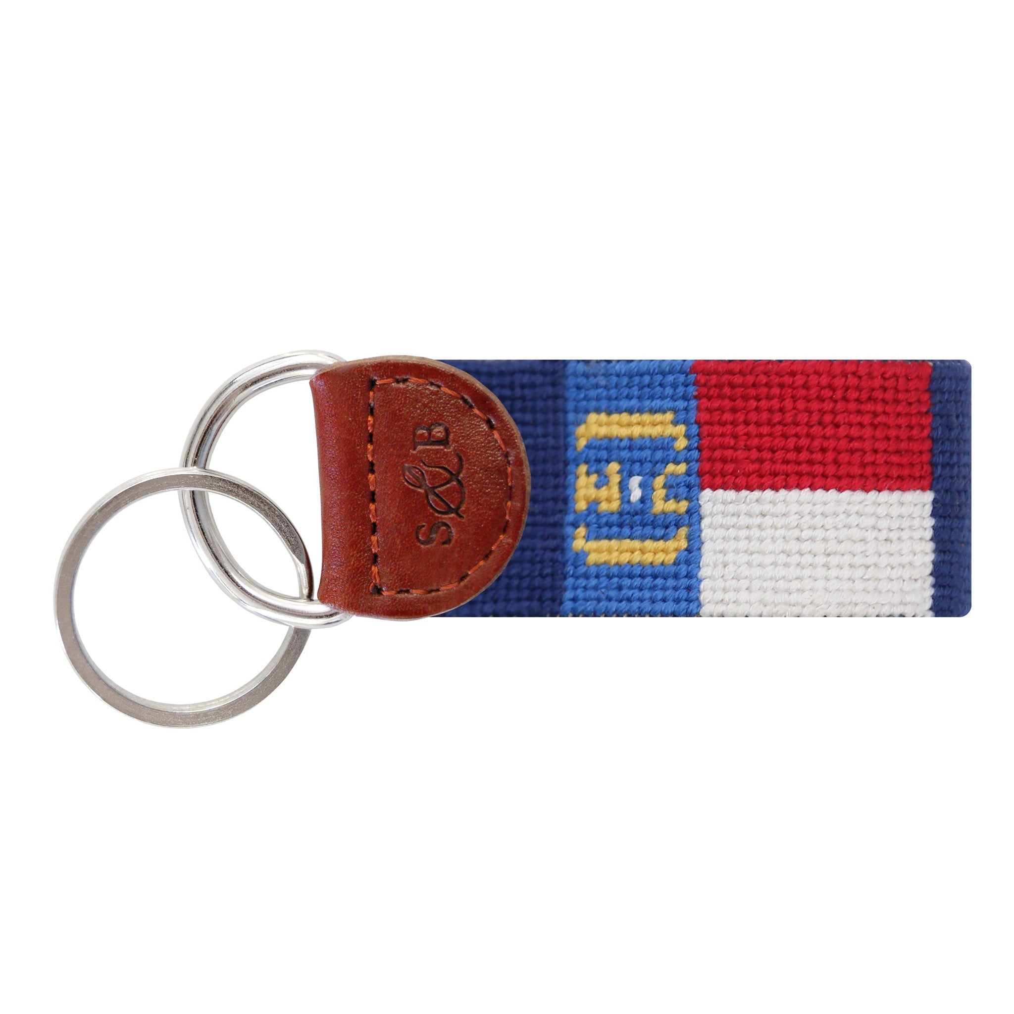 North Carolina State Flag Needlepoint Key Fob (Classic Navy)