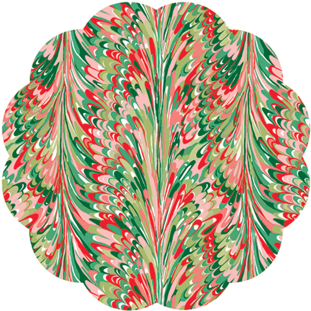 Christmas Marble Scalloped Paper Placemats (set of 24)