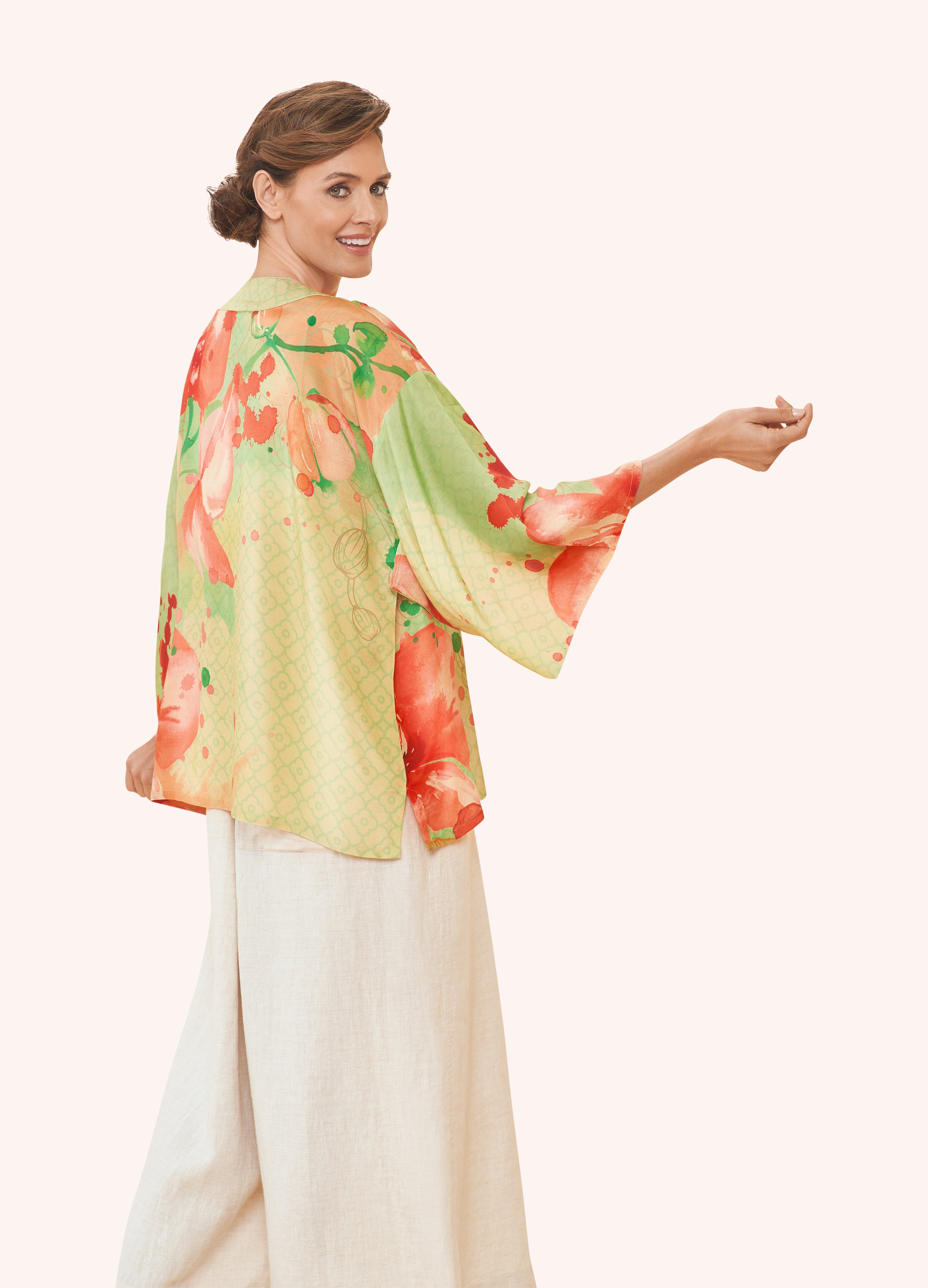 WATERCOLOUR ORCHIDS KIMONO JACKET
