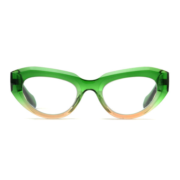 Keiko -  (1.25) Transparent Emerald Green/Champagne Blue Light Blockers