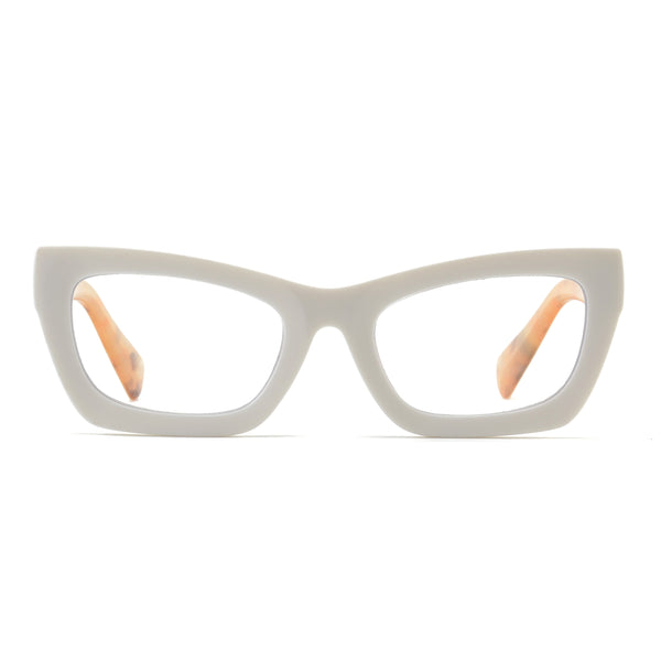 Lala - Matte White/Light Tortoise Temples (1.25) Blue Light Blockers