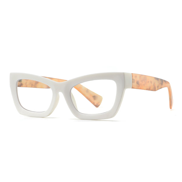 Lala - Matte White/Light Tortoise Temples (1.25) Blue Light Blockers