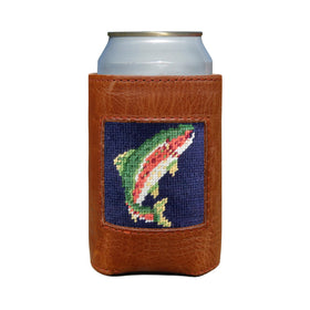 Rainbow Trout (Dark Navy) - Needlepoint Can Cooler