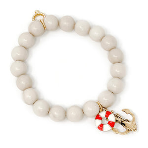 10mm Cream Coral Bracelet w/Antiqued Filagree