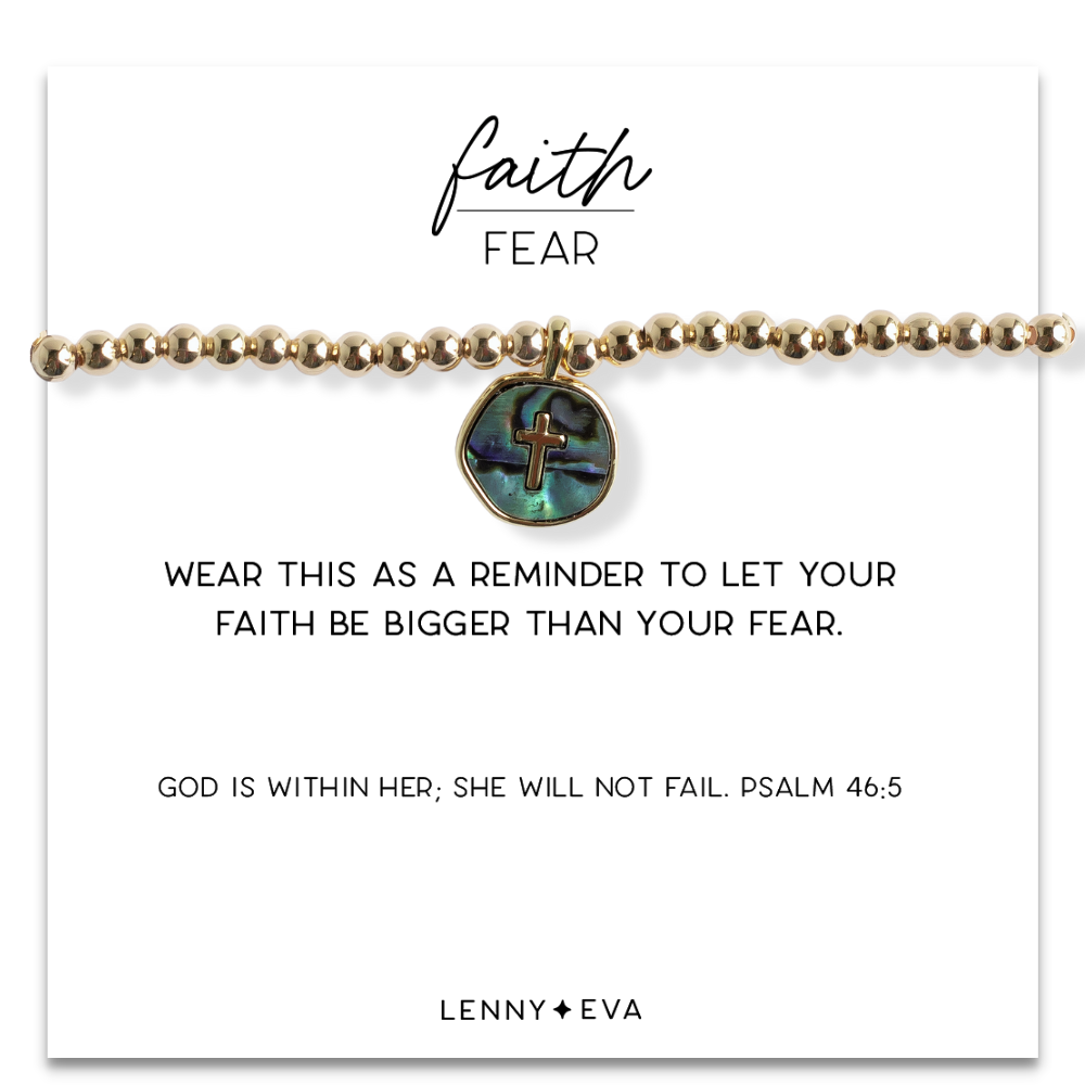 Faith Over Fear Bracelet - Abalone Cross