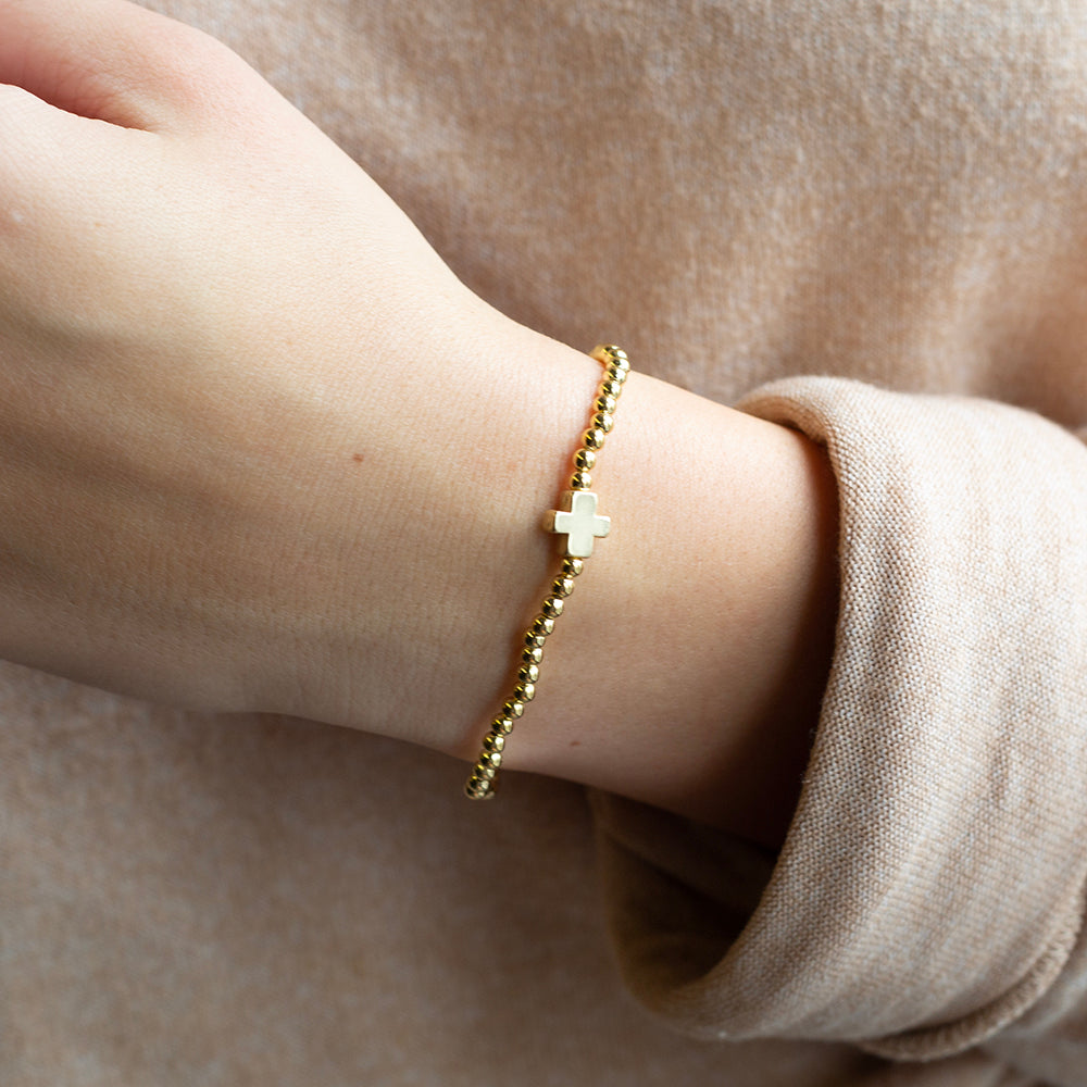 Faith Over Fear Bracelet - 4mm Gold Cross