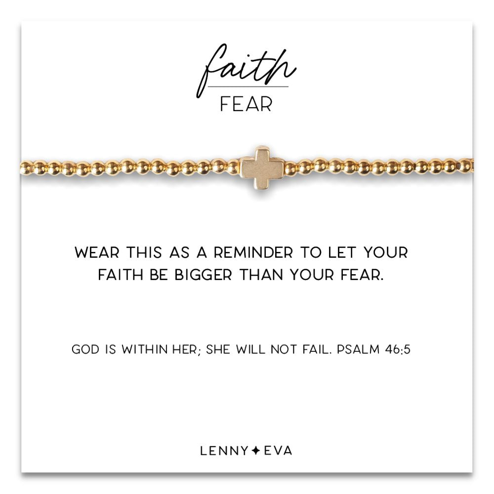 Faith Over Fear Bracelet - 4mm Gold Cross