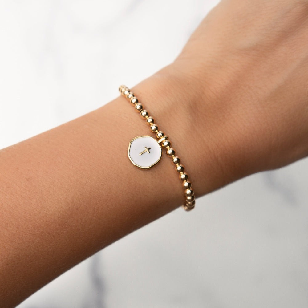 Faith Over Fear Bracelet - White Cross