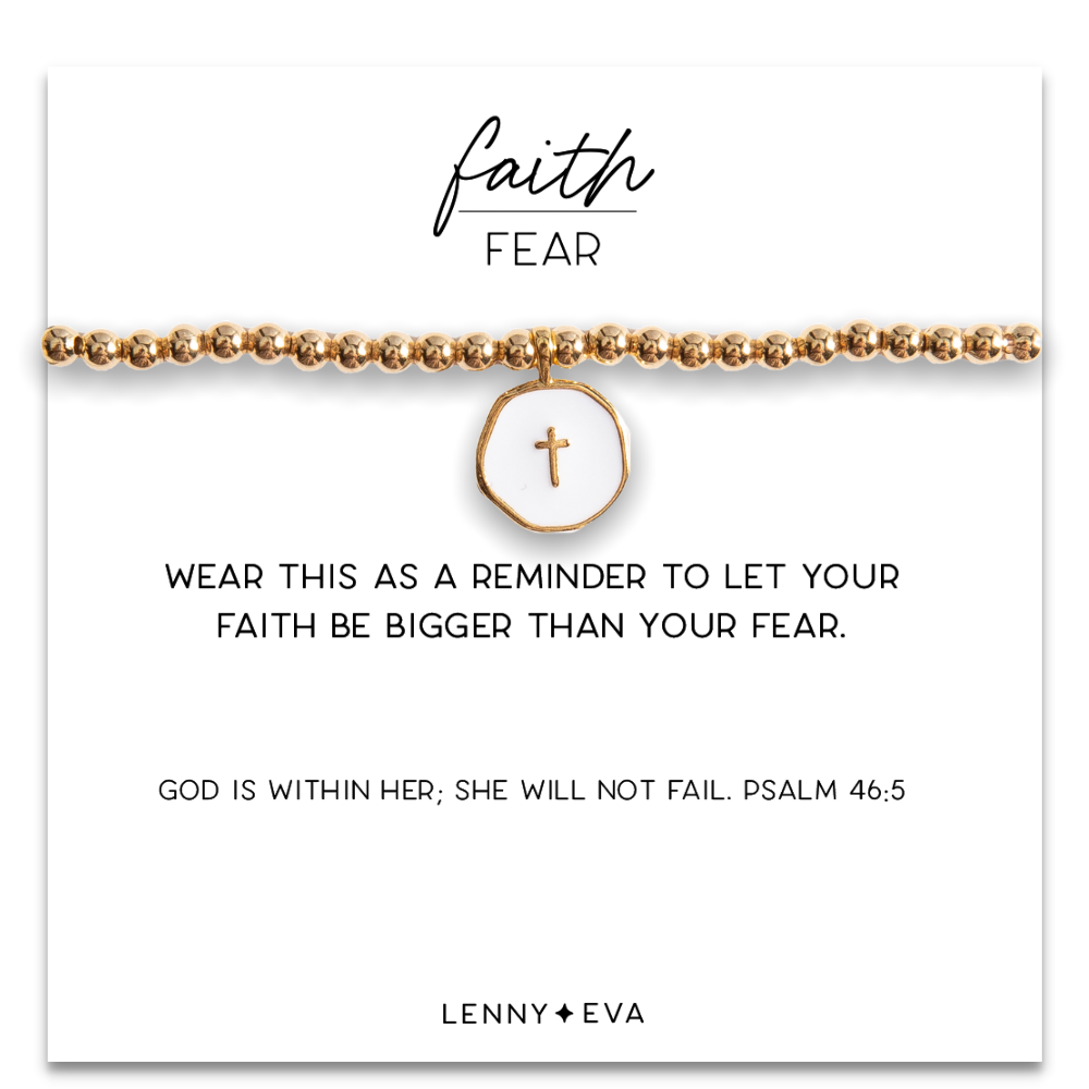 Faith Over Fear Bracelet - White Cross