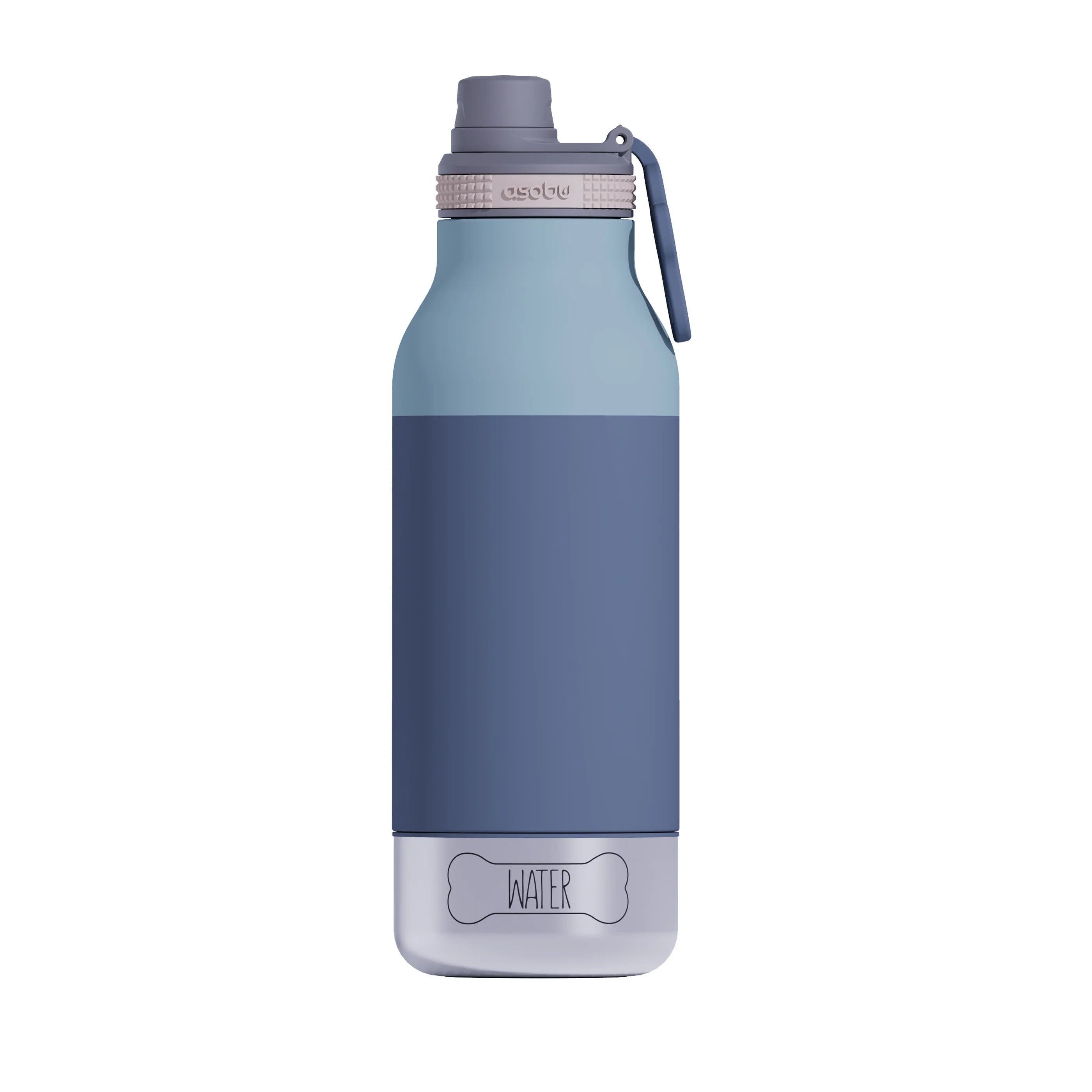 3-in-1 Ceramic-Lined Bottle w/Integrated Dog Dish - Pastel Blue