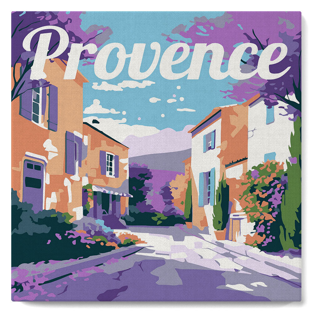 Mini Paint by Numbers Framed - Travel Poster Provence 8"x 8"