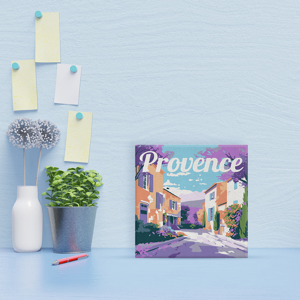 Mini Paint by Numbers Framed - Travel Poster Provence 8"x 8"