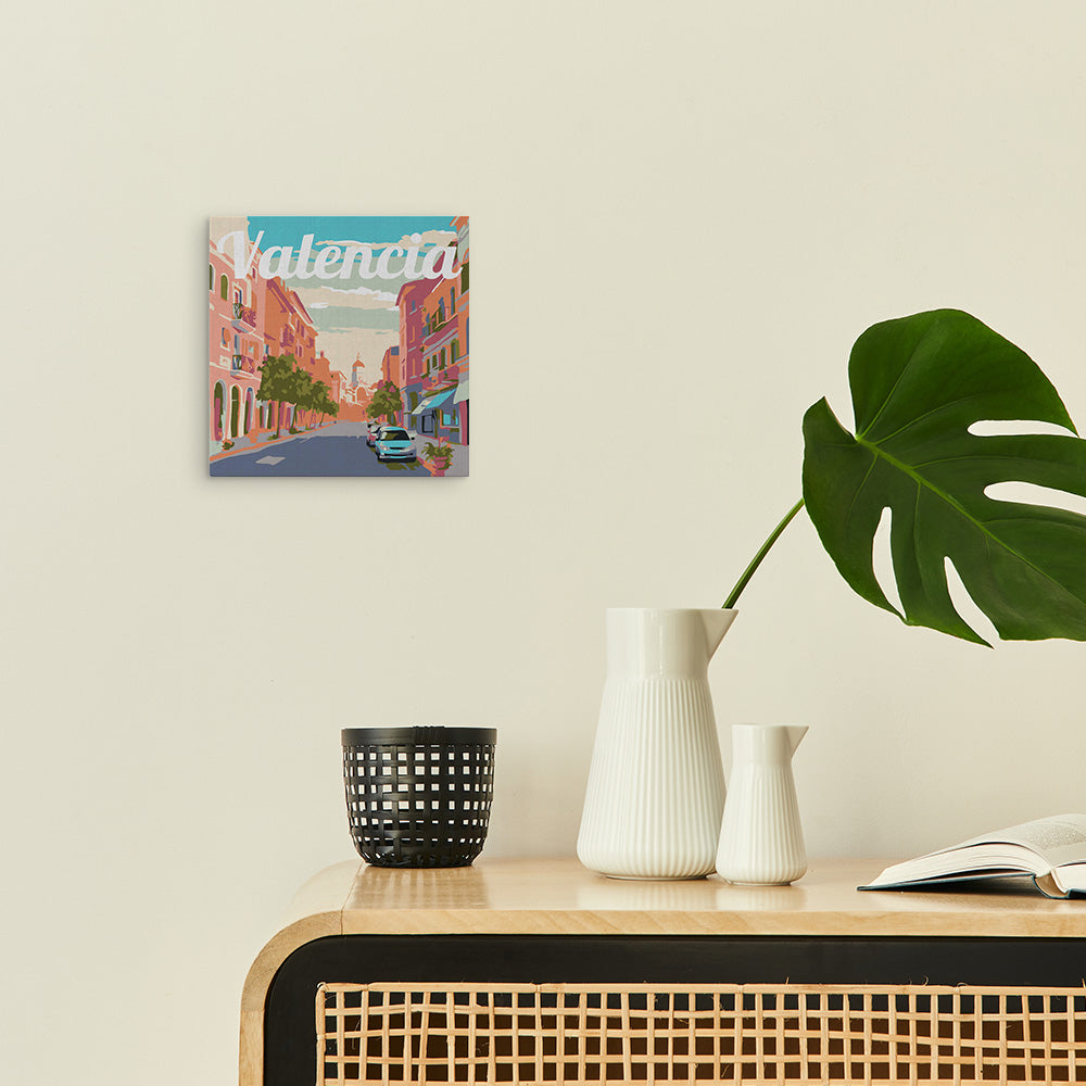 Mini Paint by Numbers Framed - Travel Poster Valencia 8"x 8"