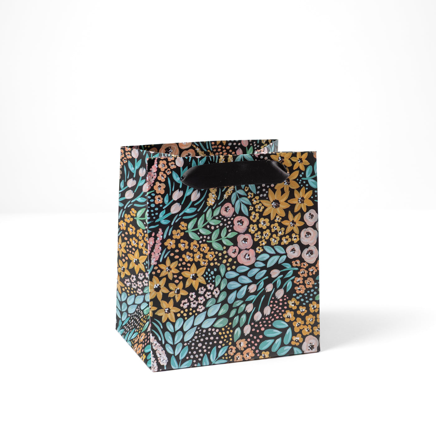 Black Floral Gift Bag - Medium