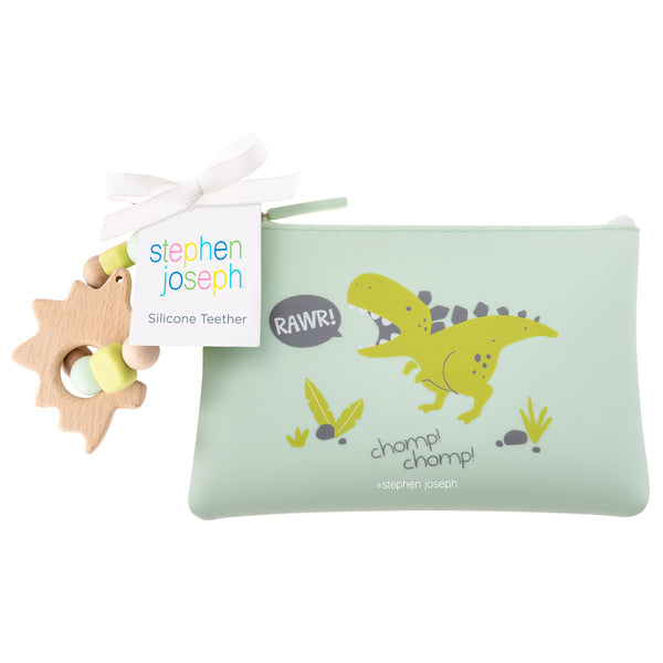 Silicone Teether w/Pouch Dino