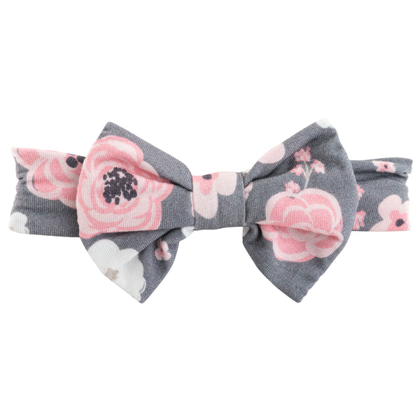 Bamboo Headband - Charcoal Flower