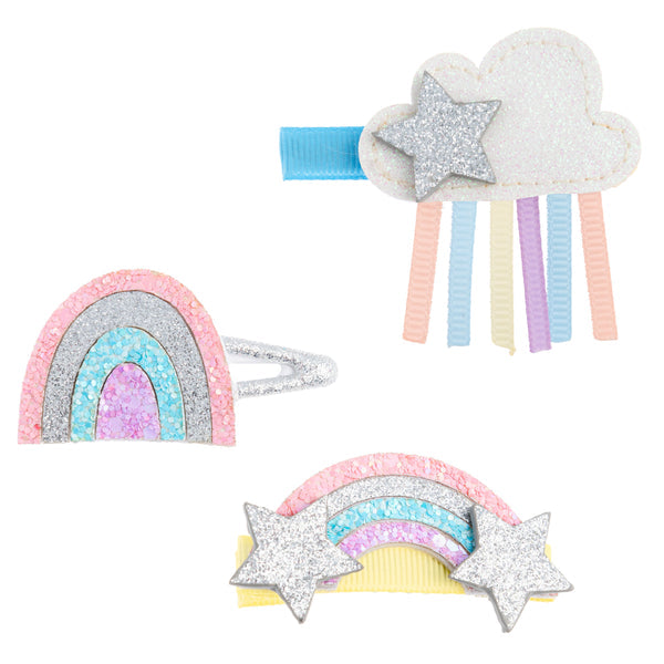 HAIR CLIPS-GLITTER RAINBOW