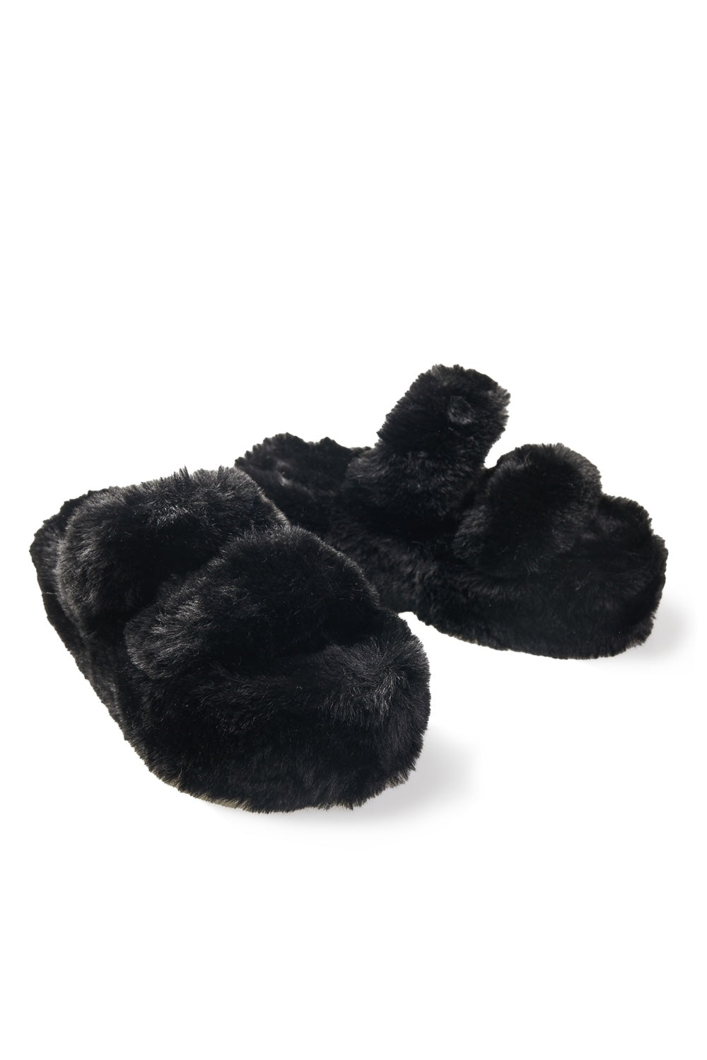 Platform Fuzzy Slippers Black L/XL