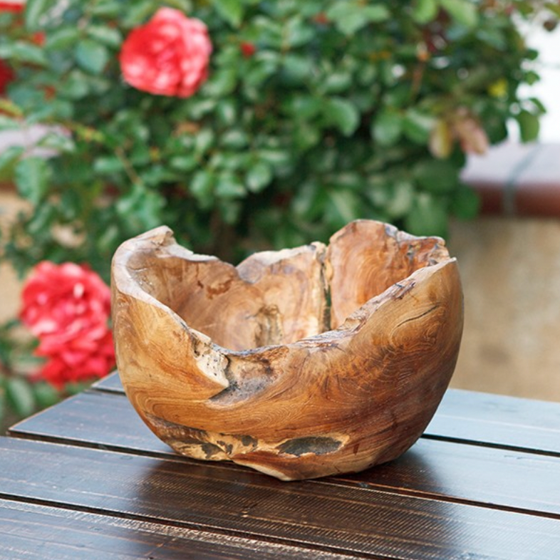 Habini Teak Erosion Round Bowl 10" Dia.